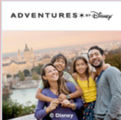 A joyful family posing for a photo, suggesting they are enjoying an adventurous trip to a Disney theme park