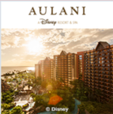 An image showing a spacious resort with tall buildings, set against a sunny and clear sky, with lush greenery, and prominently displaying the AULANI brand